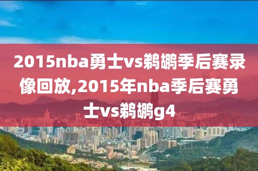 2015nba勇士vs鹈鹕季后赛录像回放,2015年nba季后赛勇士vs鹈鹕g4